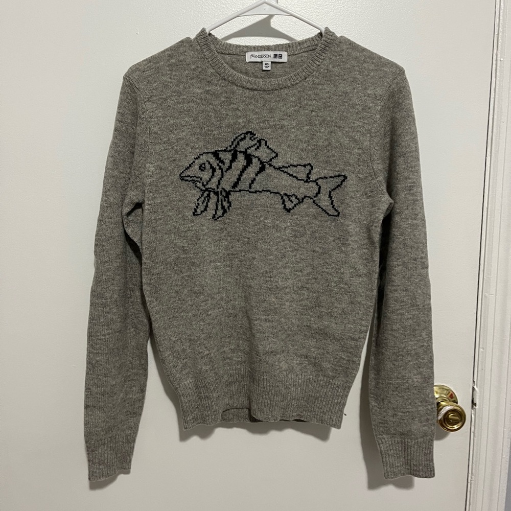 JW Anderson x Uniqlo Lambswool Fish Graphic Crewneck Sweater